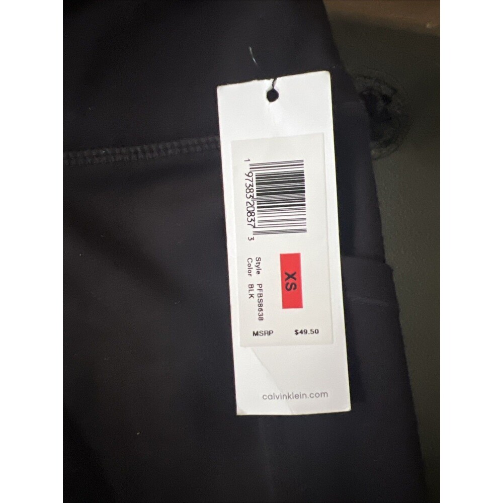 CALVIN KLEIN Performance Stretch Wick Black Biker Shorts Women’s Sz XS NWT - Picture 2 of 6